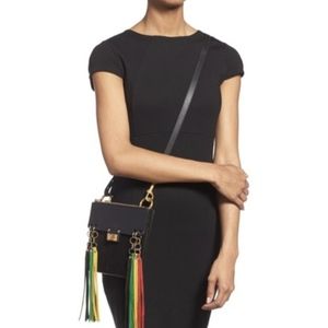 New Authentic CHLOE Small Jane Tassel-Trim Leather Crossbody Bag